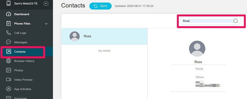 Recherche de contacts