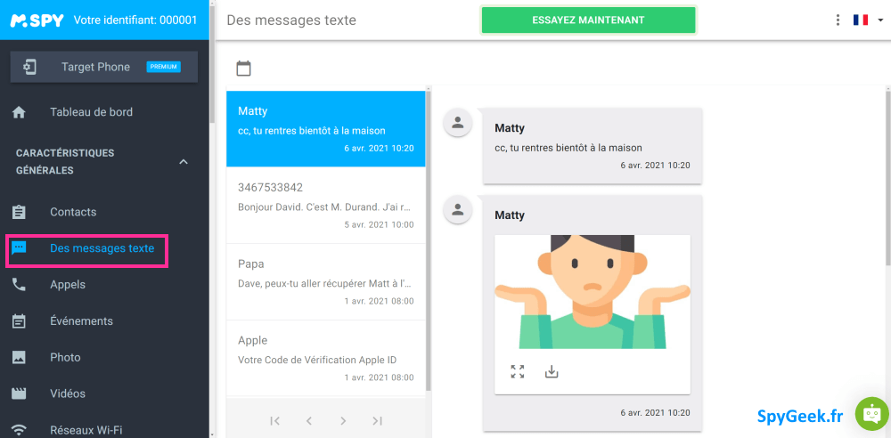 traqueur de sms mspy