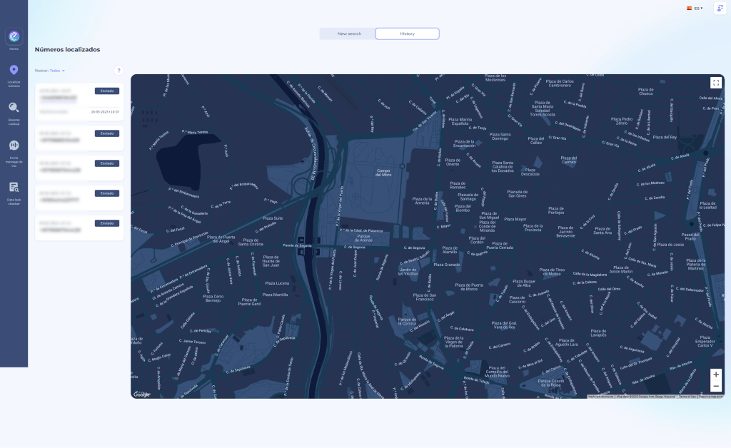 Localisation de GEOFinder sur la carte